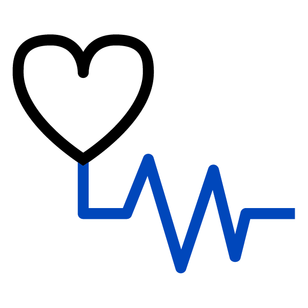 icon of a heart with the zigzag of a heartbeat monitor following below